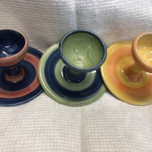 Vintage Two-Tone, Egg Cups pottery, set of 3